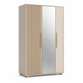 Drehtürenschrank mit Spiegel 120 x 52 x 200 cm MDF rechteckig Beige Gold