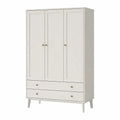 Kleiderschrank 3 Türen mit 2 Schubladen aus Spanplatte rechteckig Weiß 120 x 52 x 190 cm