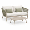 Garten-Loungeset 2-Sitzer mit rechteckigem Couchtisch aus Akazienholz und Polypropylen-Seil Natur Creme Grün 145 x 75 x 78 cm
