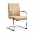 Freischwinger Besucherstuhl Bürostuhl mit Armlehnen aus PU-Kunstleder Beige 59 x 64 x 102 cm