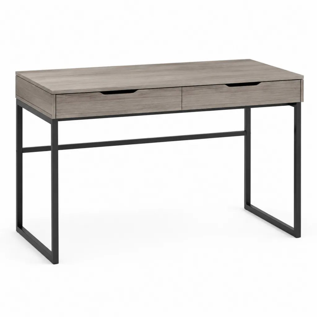 Computerschreibtisch mit 2 Schubladen MDF und Stahl rechteckig Grau Schwarz 120 x 60 x 75 cm