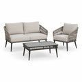 Gartenlounge Set 3-teilig mit 2-Sitzer Sofa Sessel und rechteckigem Couchtisch PE-Geflecht Stahl Beige Anthrazit Sofa 140 x 75 x 78 cm Sessel 75 x 75 x 78 cm Tisch 100 x 60 x 45 cm
