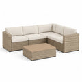 Gartenlounge Ecksofa Set 5-teilig 230 x 170 x 65 cm Polyrattan Beige Creme