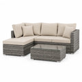 Gartensofa Set in L-Form mit Couchtisch 200 x 140 cm Polyrattan Grau Beige