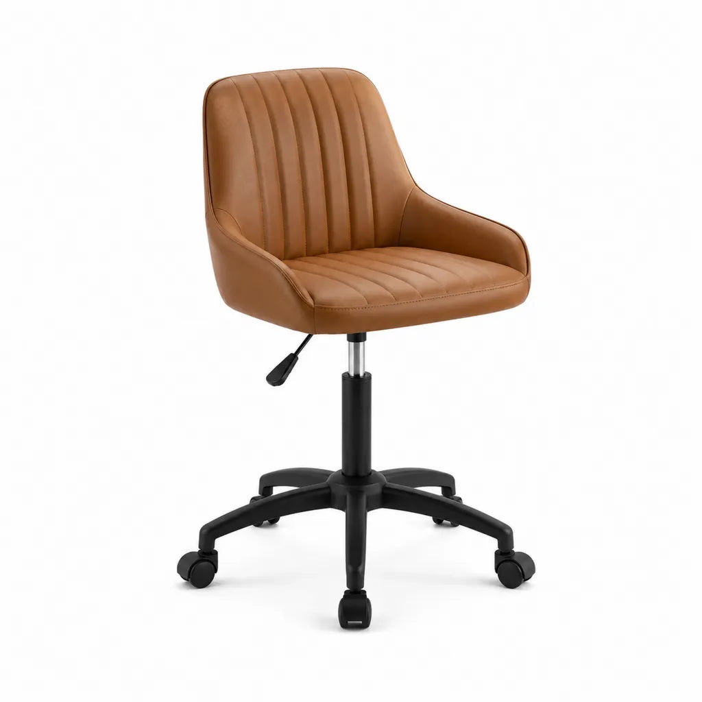 Bürostuhl mit Armlehnen höhenverstellbar PU-Kunstleder Braun 60 x 60 x 84-94 cm