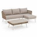 Gartenlounge Set 3-teilig Ecksofa mit Couchtisch Aluminiumgestell Polypropylen-Seilgeflecht Beige 220 x 150 x 75 cm