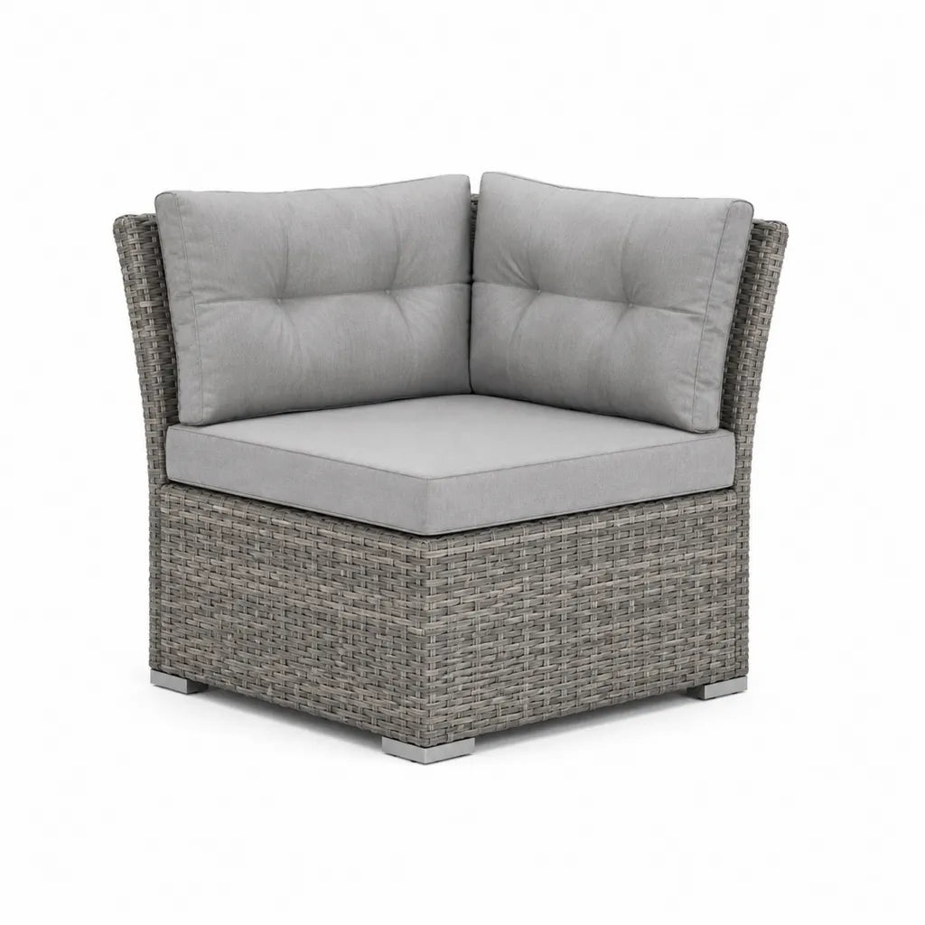 Gartenlounge Eckelement Polyrattan mit Polyesterkissen quadratisch Grau 85 x 85 x 73 cm