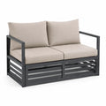 2-Sitzer Gartensofa mit Kissen Aluminium und Polyester rechteckig Anthrazit Beige 124 x 70 x 65 cm