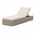 Gartenliege rechteckig mit verstellbarer Rückenlehne 200 x 70 x 33 cm PE-Rattan Stahl Creme Grau