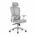 Ergonomischer Bürostuhl mit Kopfstütze und Netzrücken Grau Weiß 66 x 66 x 118-128 cm