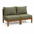 2-Sitzer Gartensofa aus Akazienholz mit Polyesterkissen in Olivgrün 120 x 70 x 75 cm