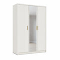 Kleiderschrank mit 3 Türen und Spiegel 120 x 52 x 200 cm Spanplatte MDF rechteckig Weiß