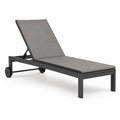 Gartenliege verstellbar mit Rollen Aluminium Textilene rechteckig Anthrazit Grau 195 x 65 x 32 cm